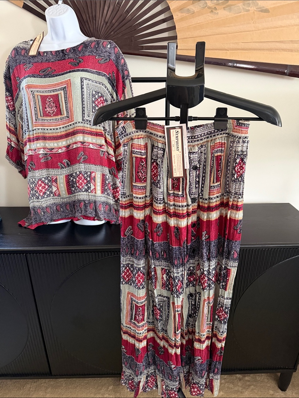 Rare Vintage 80’s Boho Symphony 2 Piece Skirt Set